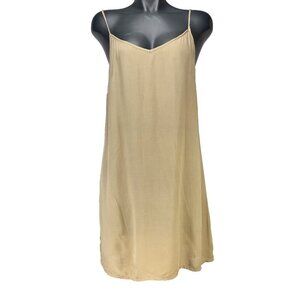 TOTEM Minimalist Casual Neutral Tan Beige Clean Summer Slip Viscose Dress sz L